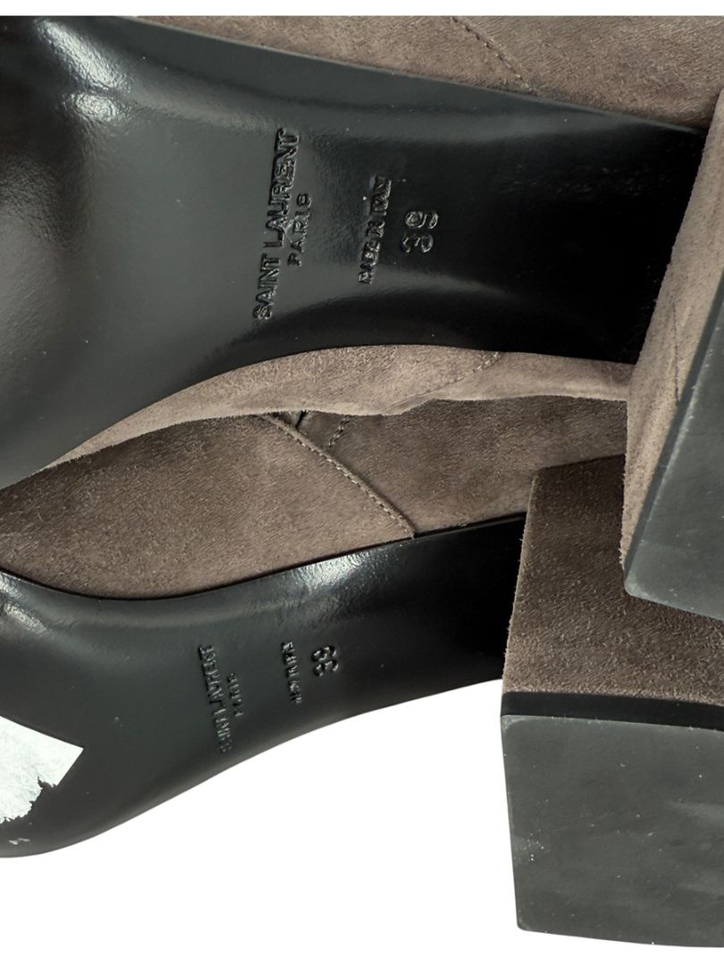 Saint Laurent Taupe Suede Over-the-Knee Boots – Size 39.5