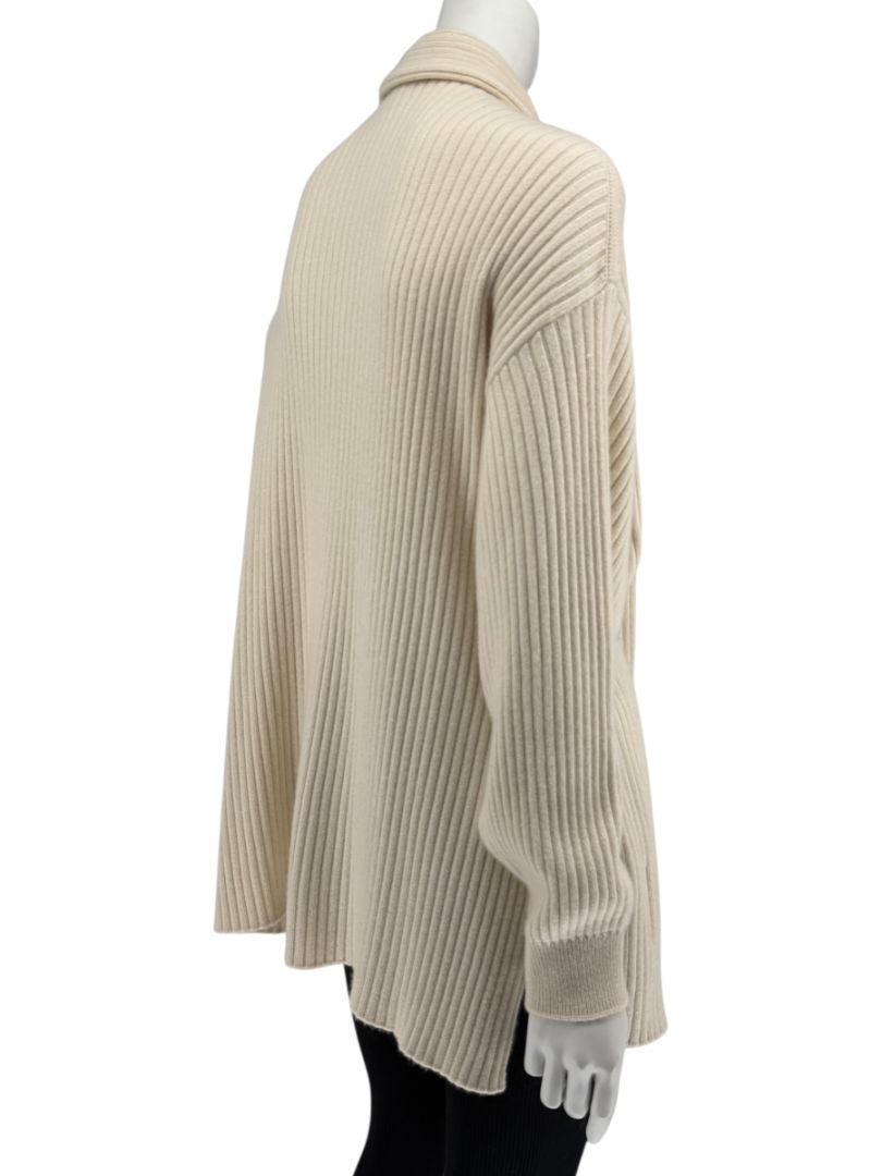Loro Piana Beige Baby Cashmere Ribbed Open Cardigan – Size S