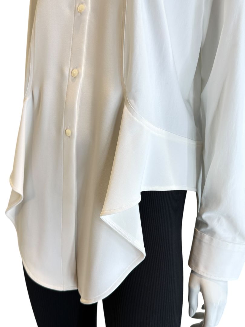 Balenciaga White Asymmetric Ruffle-Hem Shirt – Size IT 40 (US 6/8)
