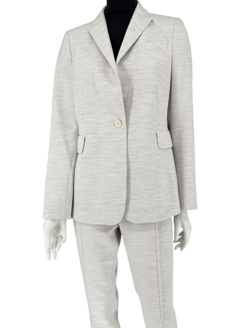 Akris Punto Light Grey Mélange Blazer & Pants Suit Set – Size US 10