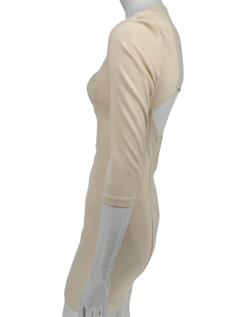 Pamella Roland Cream Bodycon Cut-Out Back Dress - Size 4