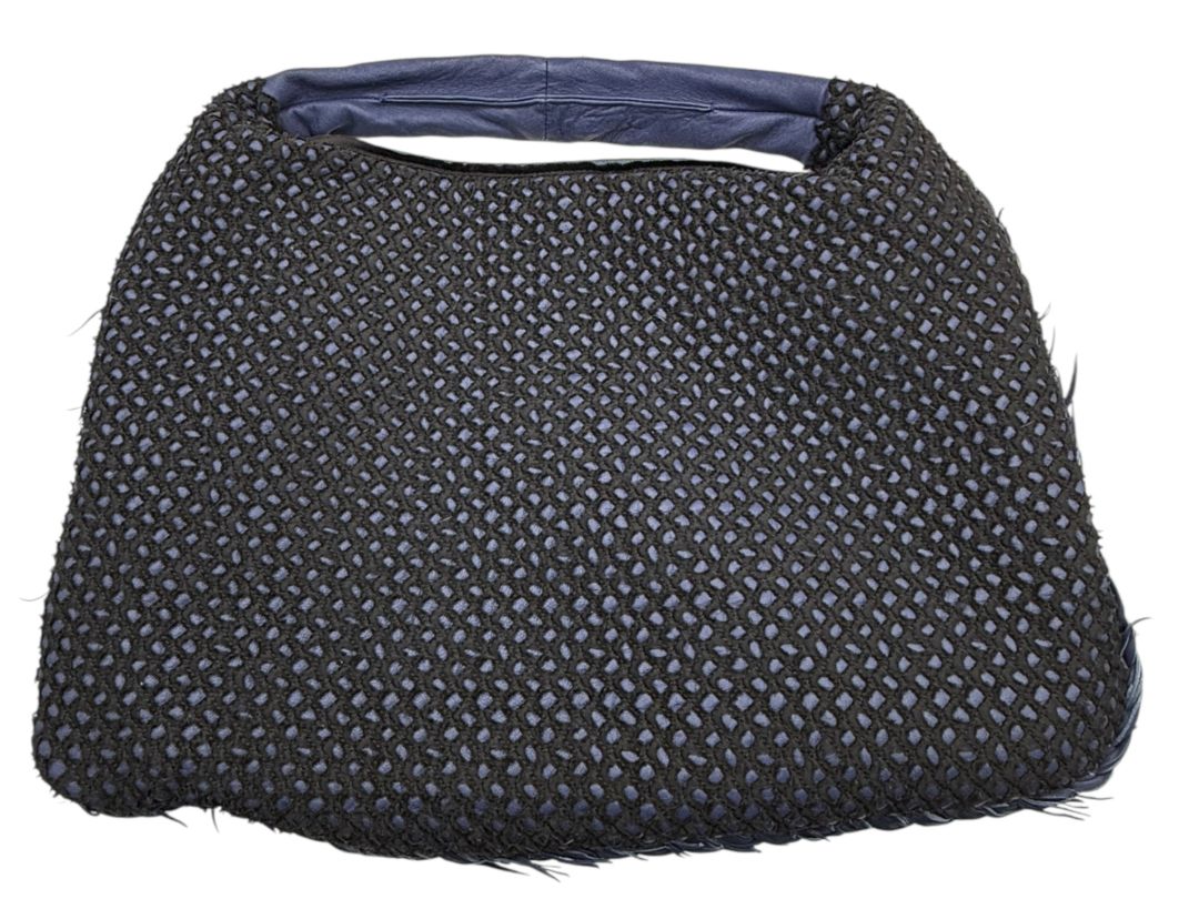 Bottega Veneta Nappa Silk Mini Ponza Devore Fuzzy Maxi Hobo Indigo