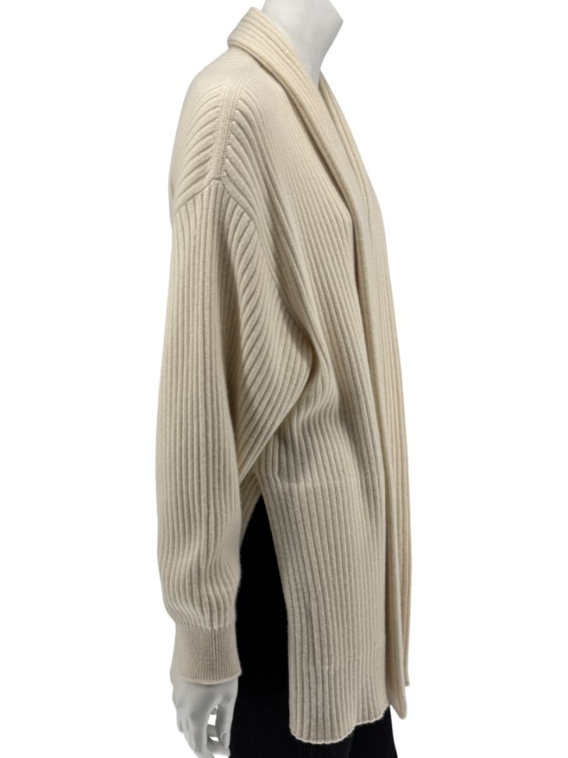Loro Piana Beige Baby Cashmere Ribbed Open Cardigan – Size S