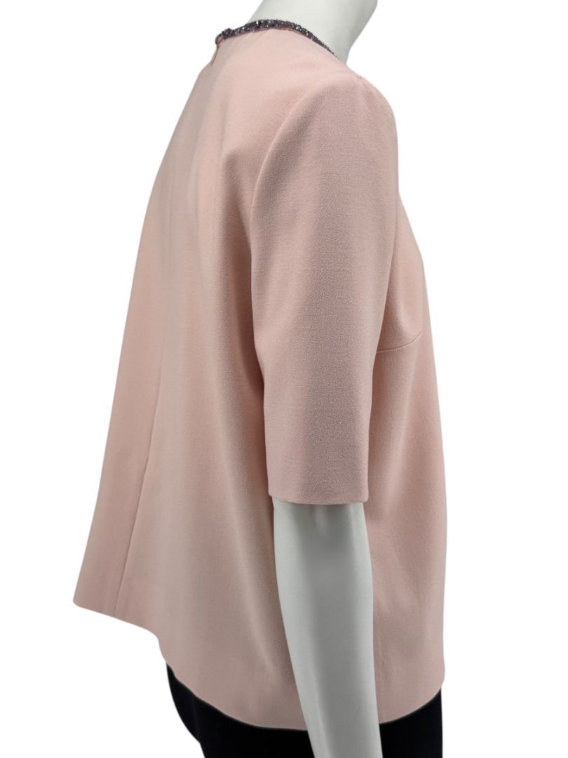 Lanvin Powder Pink Embellished Wool Top – Size FR 40
