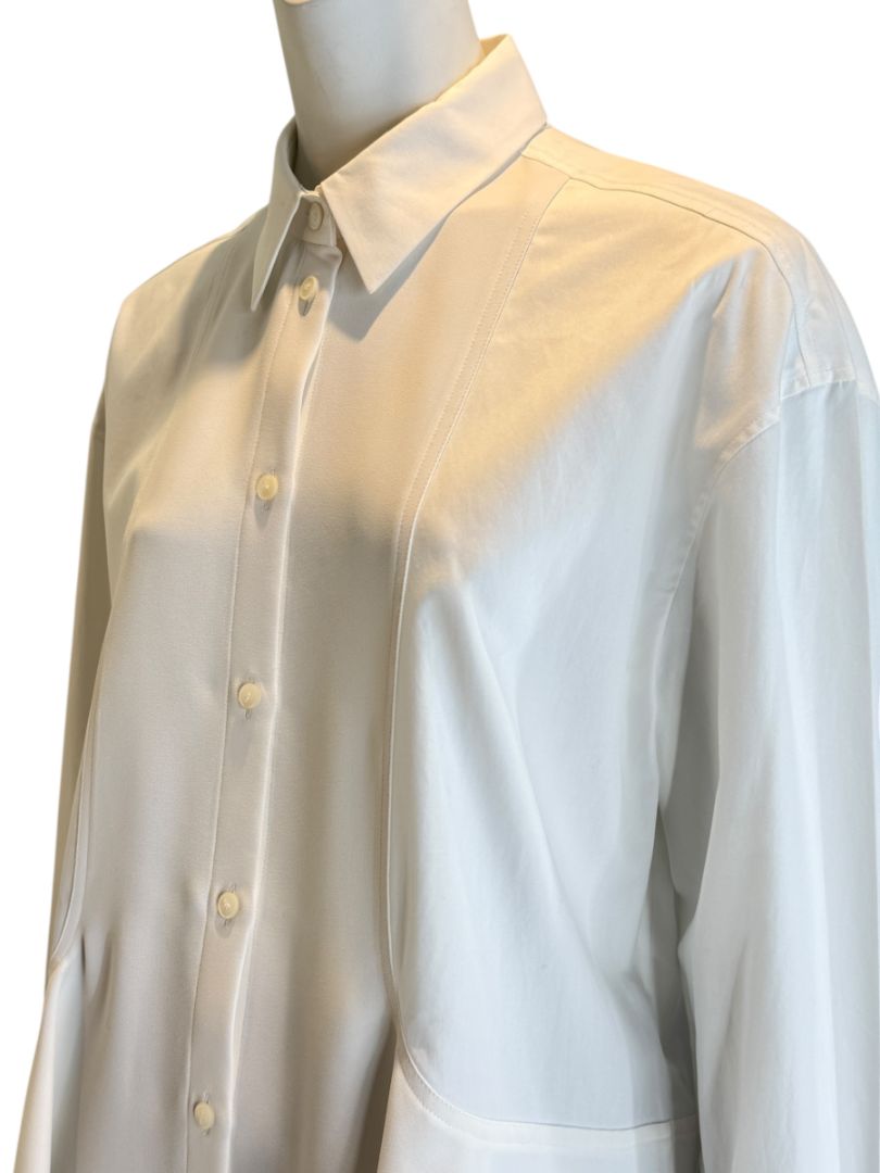 Balenciaga White Asymmetric Ruffle-Hem Shirt – Size IT 40 (US 6/8)