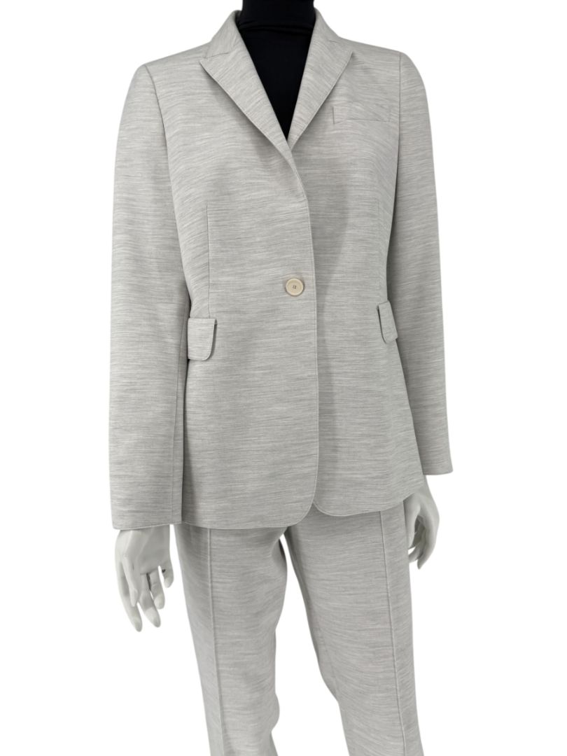 Akris Punto Light Grey Mélange Blazer & Pants Suit Set – Size US 10
