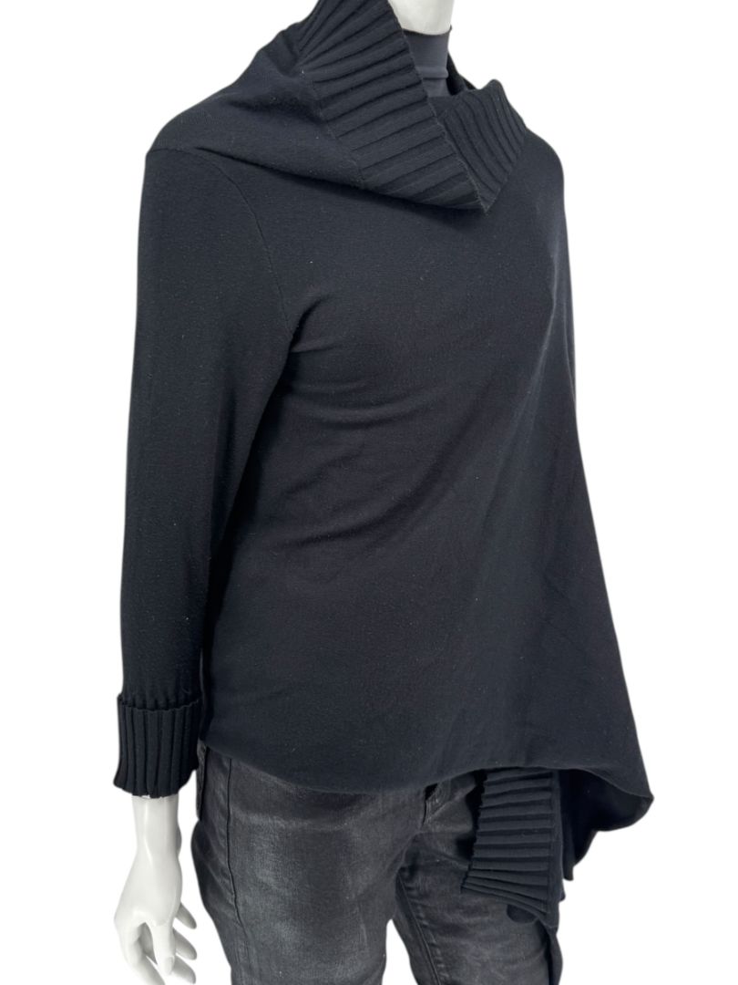 Armani Collezioni Black Asymmetric Rib-Trim Wrap Sweater – Size 12