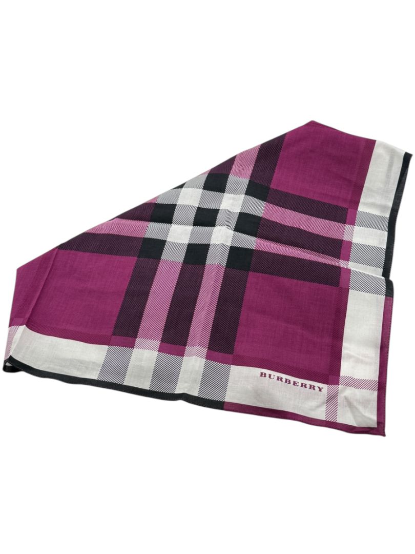 Burberry Pink Check Cotton Square Scarf - 27" x 27"
