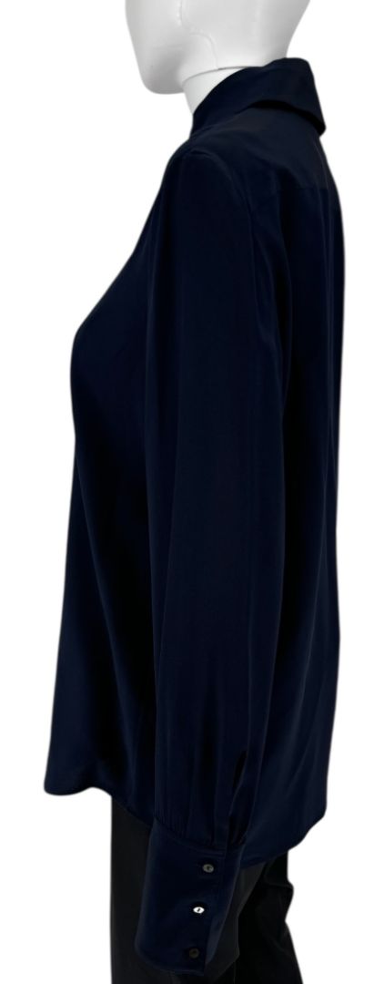 The Row Navy Silk Button-Up Blouse – Size 6