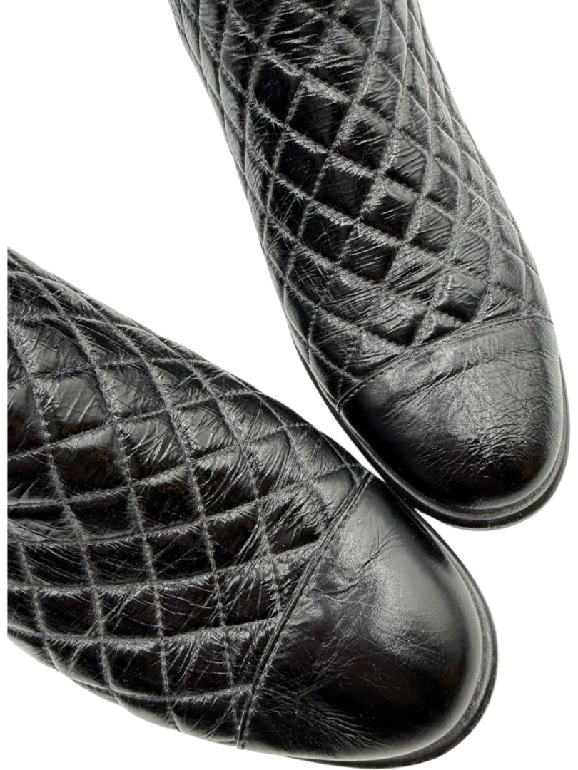 Chanel Quilted Crinkled Calfskin Mid-Calf Boots – Size 41