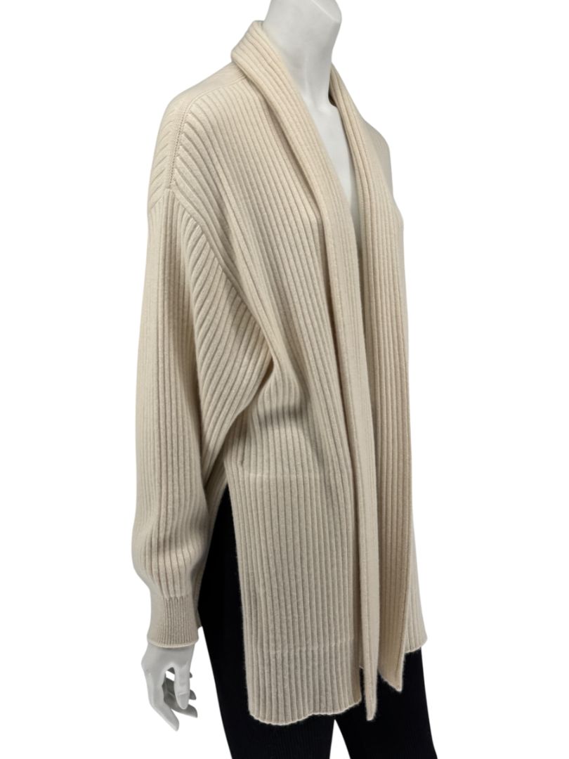 Loro Piana Beige Baby Cashmere Ribbed Open Cardigan – Size S