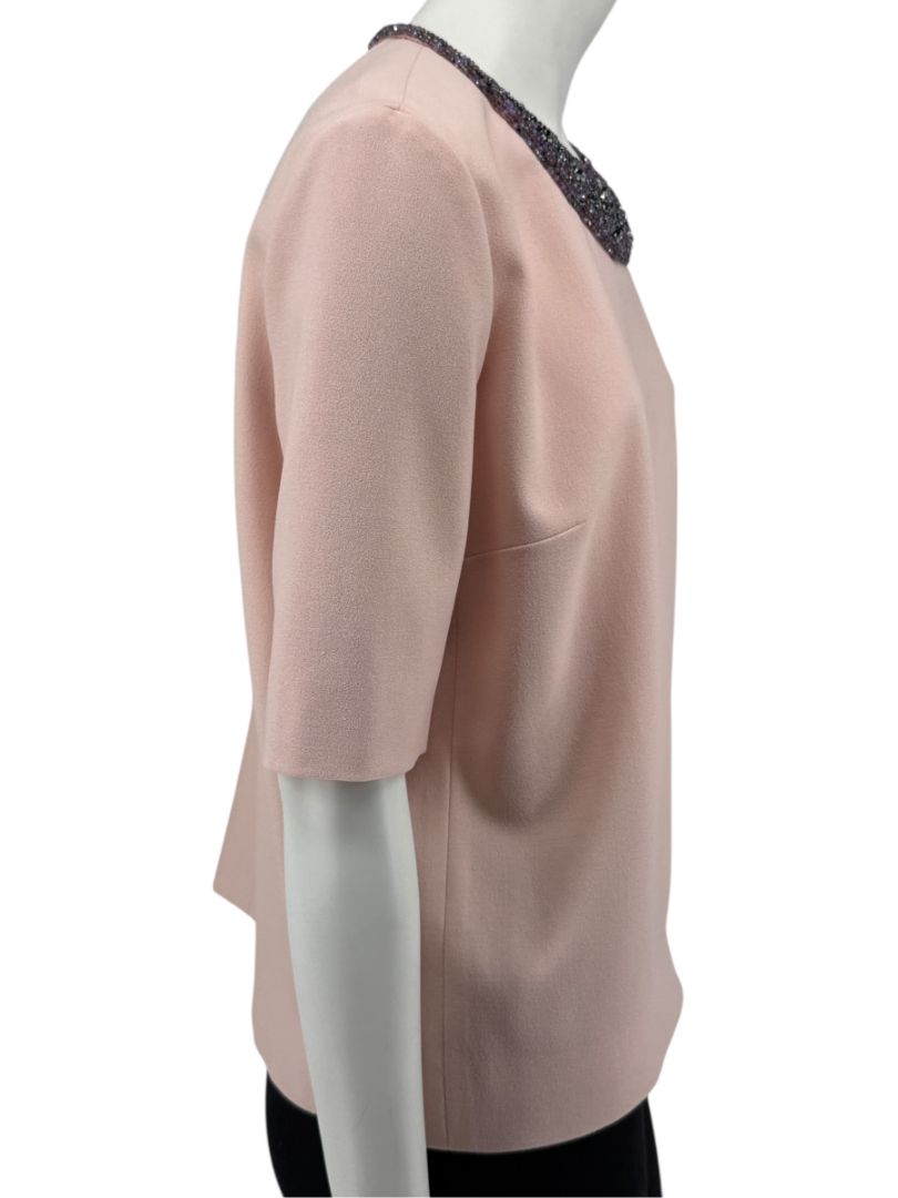 Lanvin Powder Pink Embellished Wool Top – Size FR 40