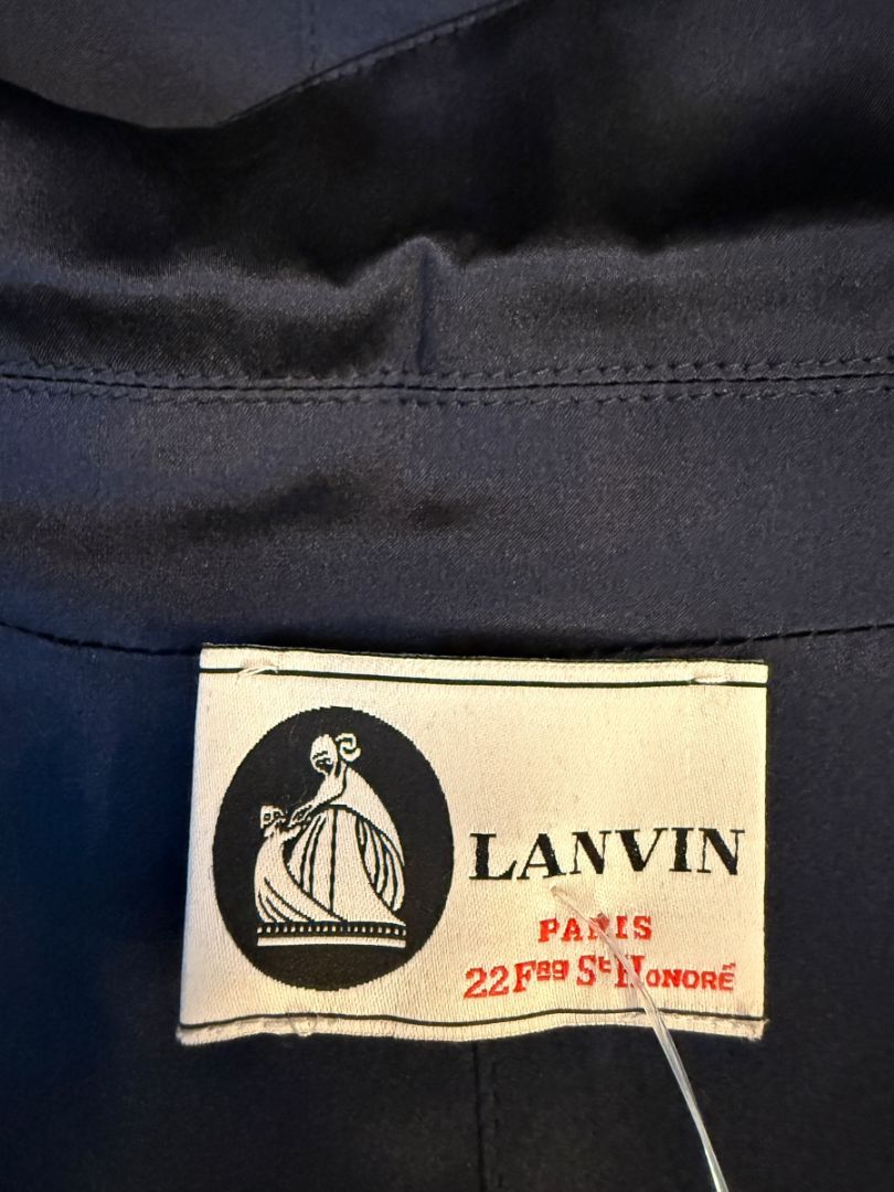 Lanvin Navy Silk Blazer with Gold Buttons – Size FR 42