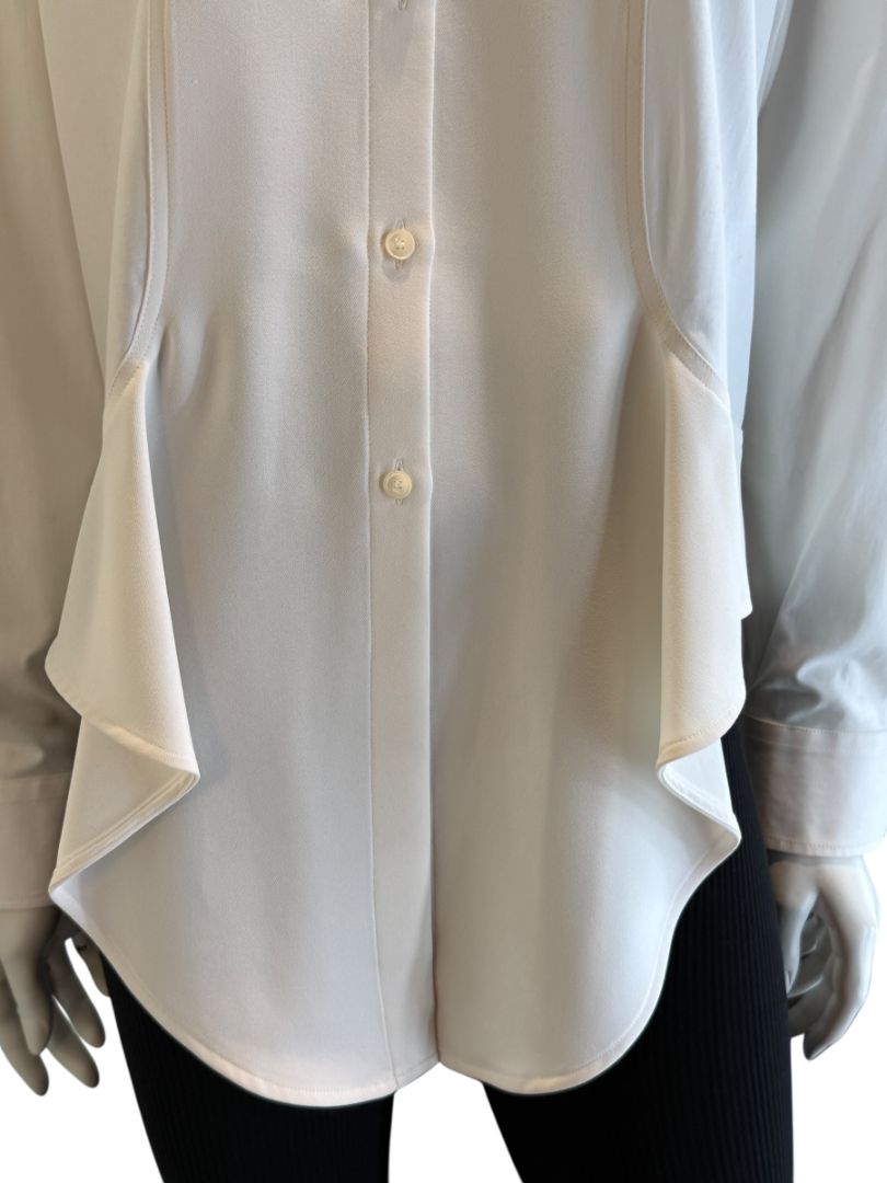 Balenciaga White Asymmetric Ruffle-Hem Shirt – Size IT 40 (US 6/8)