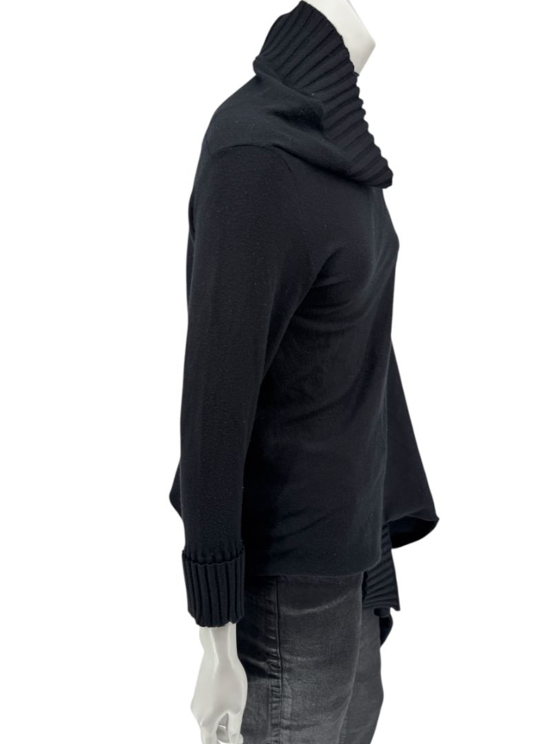 Armani Collezioni Black Asymmetric Rib-Trim Wrap Sweater – Size 12