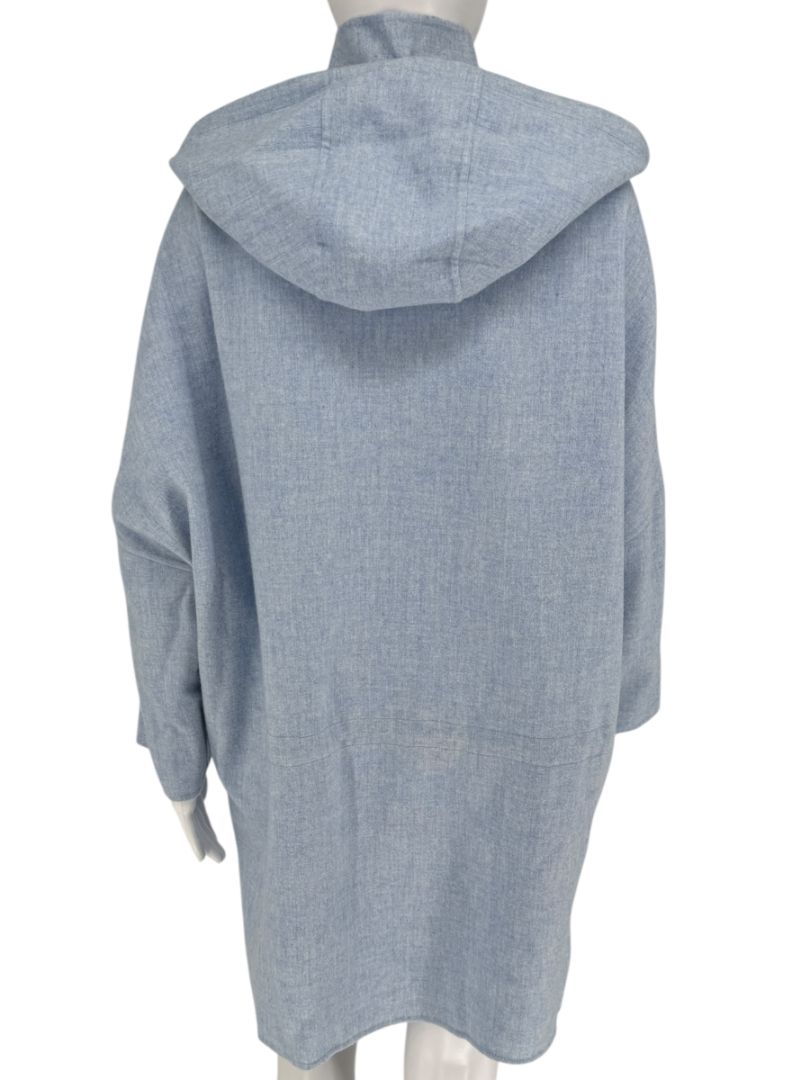 Agnona Light Blue Hooded Wool-Cashmere Coat - Size S