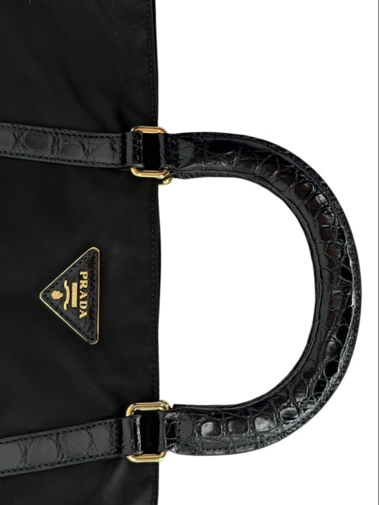 Prada Tessuto Nylon & Leather Trim Tote – Nero