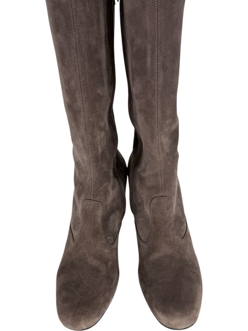 Saint Laurent Taupe Suede Over-the-Knee Boots – Size 39.5
