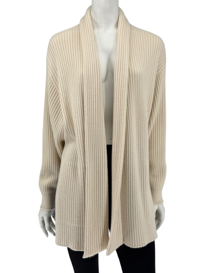 Loro Piana Beige Baby Cashmere Ribbed Open Cardigan – Size S
