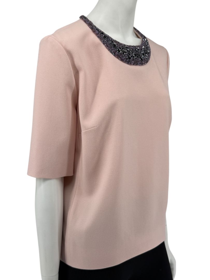 Lanvin Powder Pink Embellished Wool Top – Size FR 40