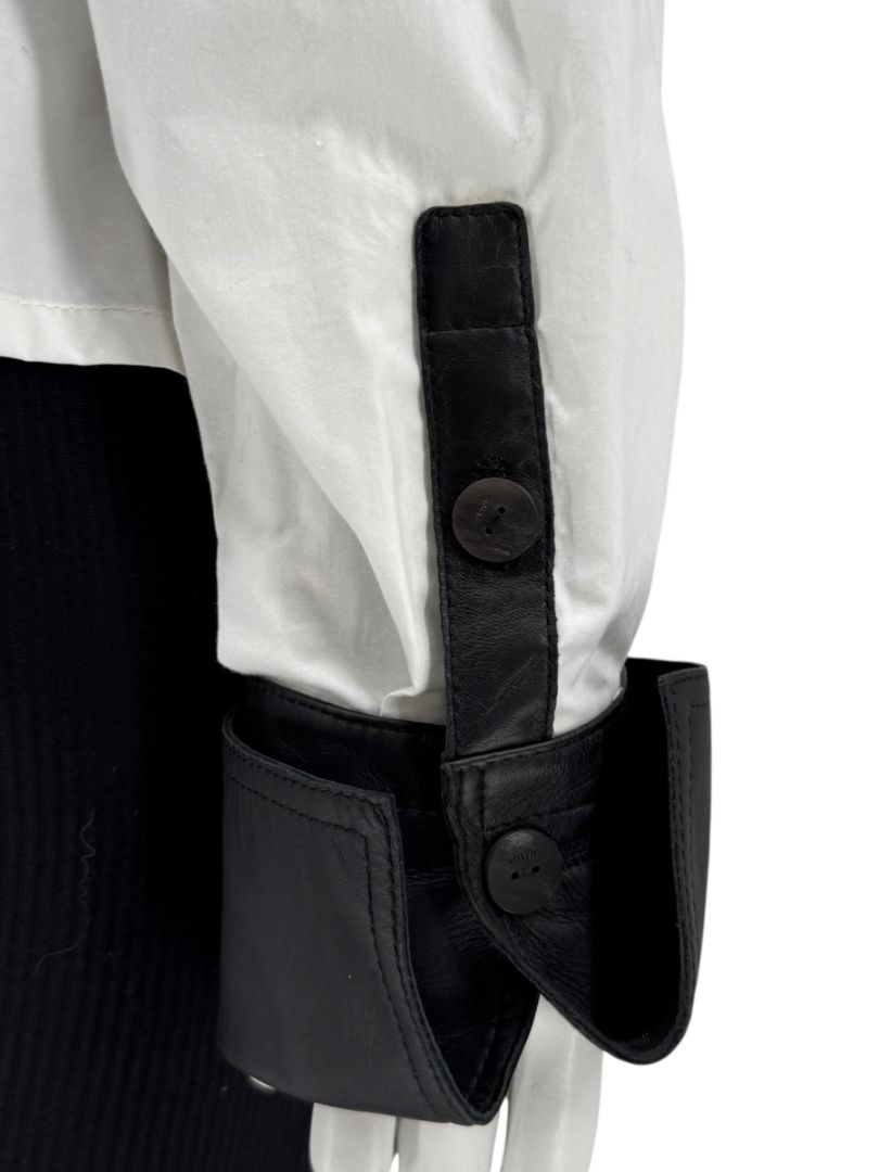 NWT Loewe Black & White Leather Panel Shirt – Size 34
