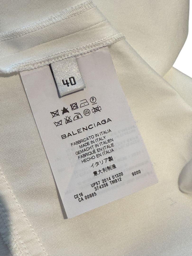 Balenciaga White Asymmetric Ruffle-Hem Shirt – Size IT 40 (US 6/8)