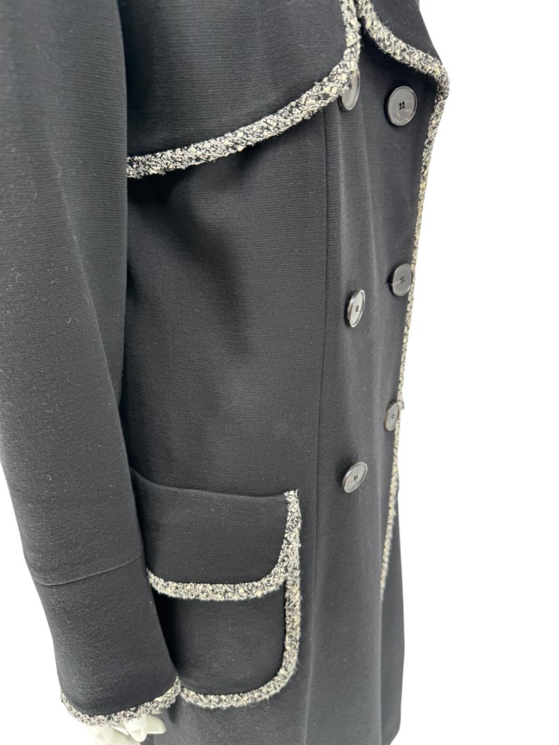 Lida Baday Black Wool Long Coat with Metallic Braid Trim – Size 12