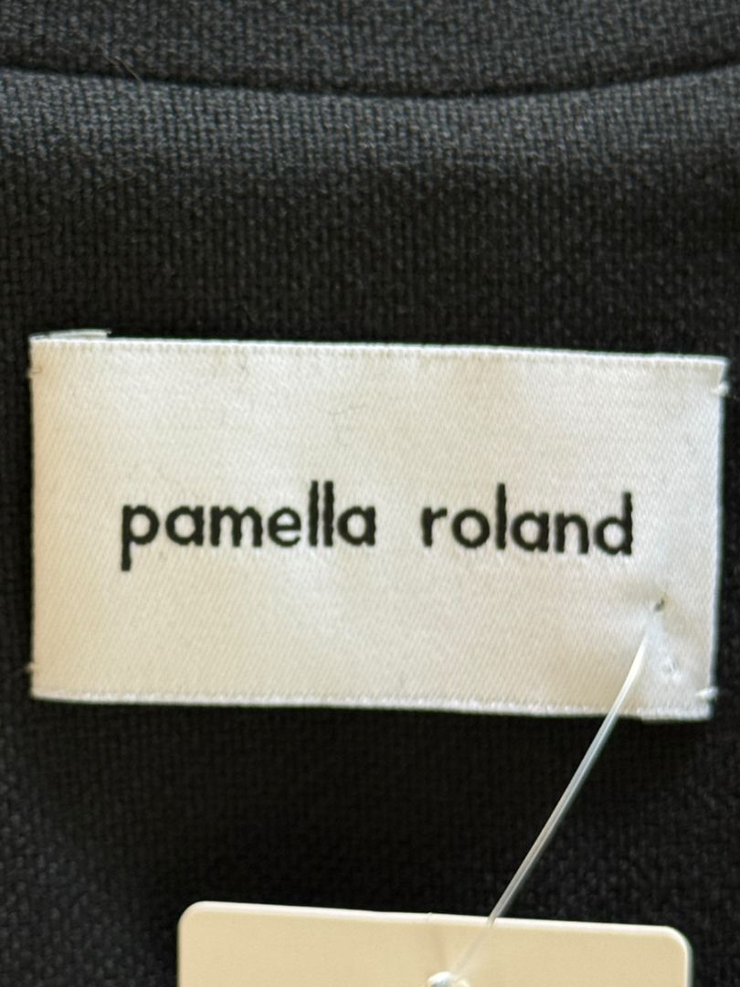 Pamella Roland Black Double-Breasted Grommet Detail Coat – Large