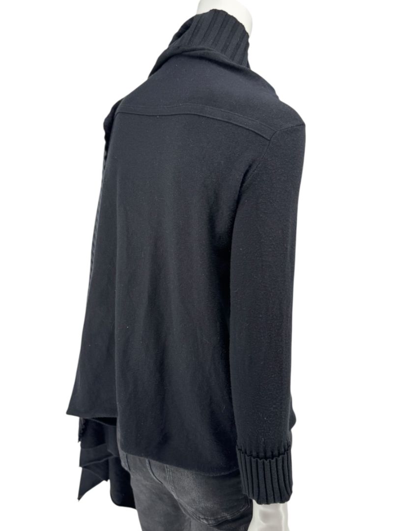 Armani Collezioni Black Asymmetric Rib-Trim Wrap Sweater – Size 12