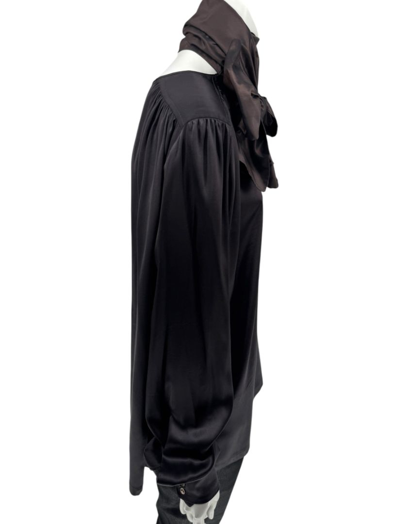 Etro Black Silk Bow-Neck Blouse – Size IT 46 (US 10)