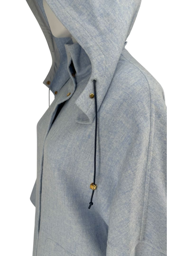 Agnona Light Blue Hooded Wool-Cashmere Coat - Size S