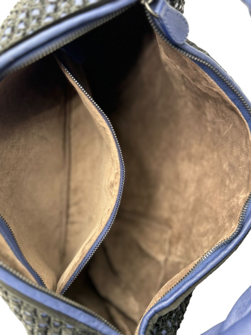 Bottega Veneta Nappa Silk Mini Ponza Devore Fuzzy Maxi Hobo Indigo