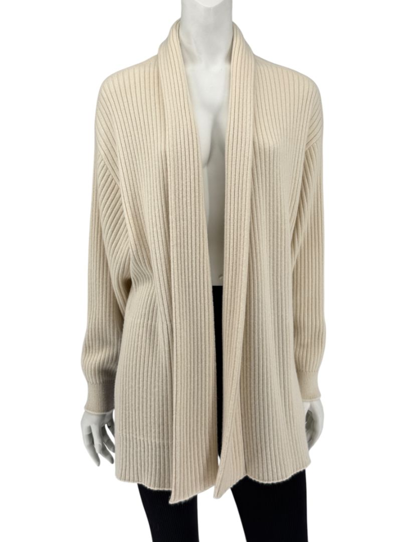Loro Piana Beige Baby Cashmere Ribbed Open Cardigan – Size S