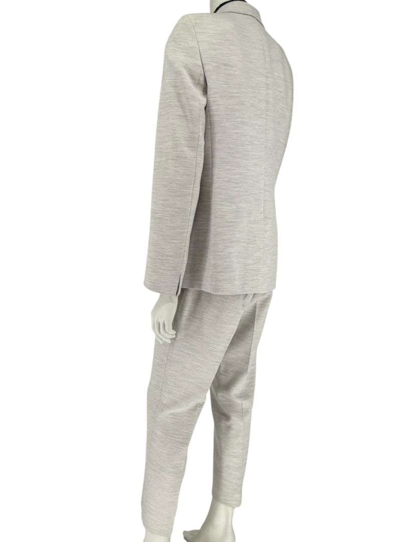 Akris Punto Light Grey Mélange Blazer & Pants Suit Set – Size US 10