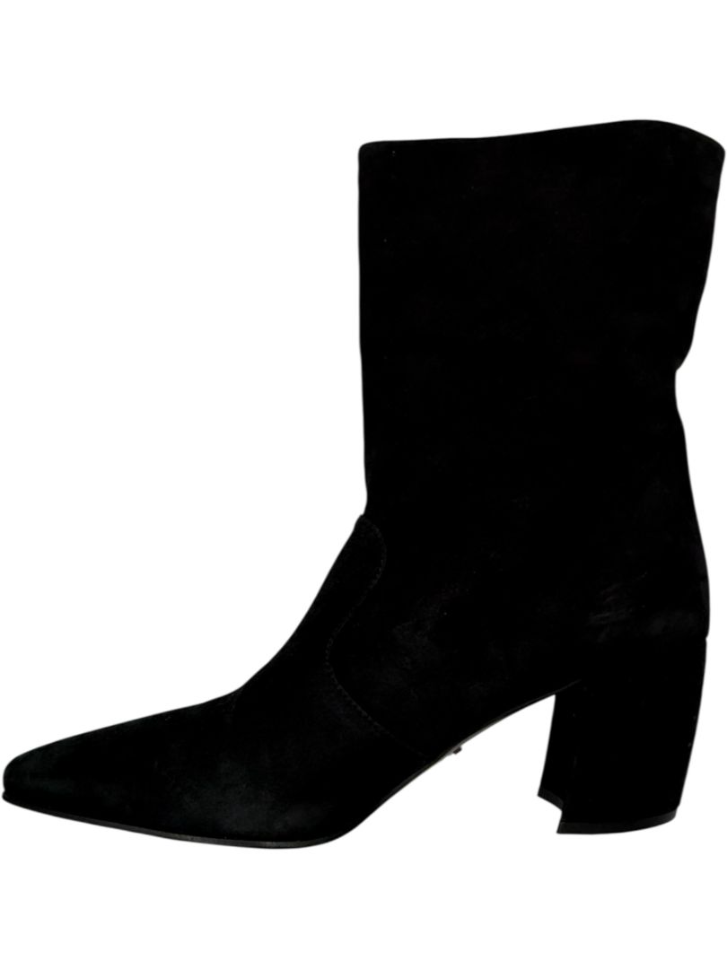 Prada Black Suede Mid-Calf Boots – Size 39.5