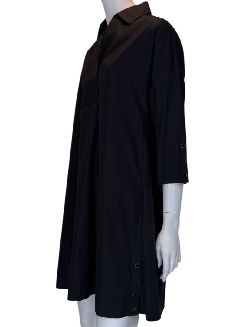 Akris Punto Black Cotton Shirt Dress with Button Detail – Size US 2