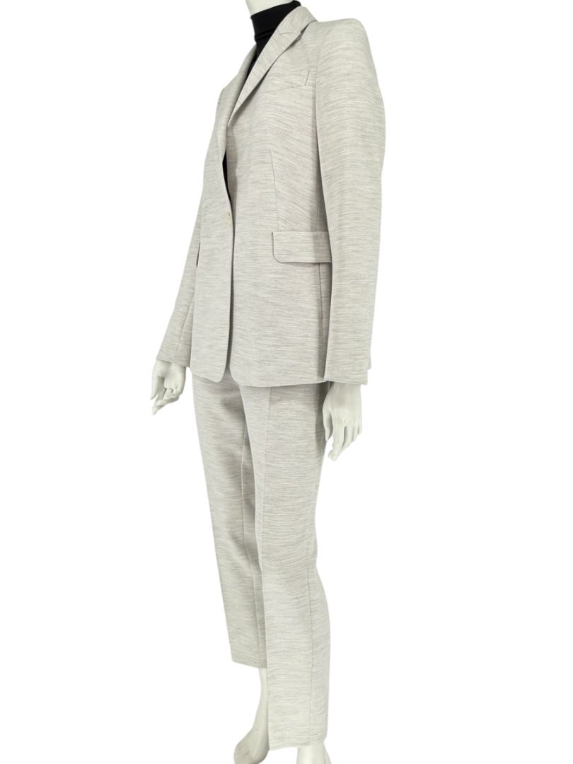 Akris Punto Light Grey Mélange Blazer & Pants Suit Set – Size US 10