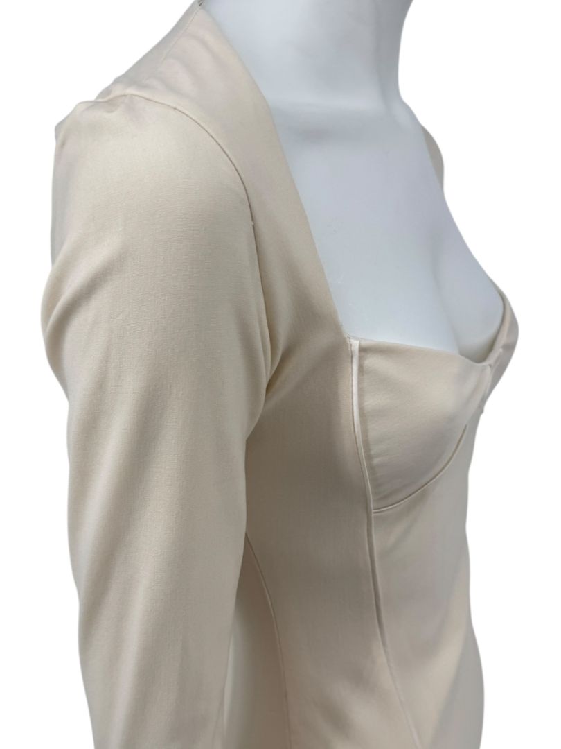 Pamella Roland Cream Bodycon Cut-Out Back Dress - Size 4