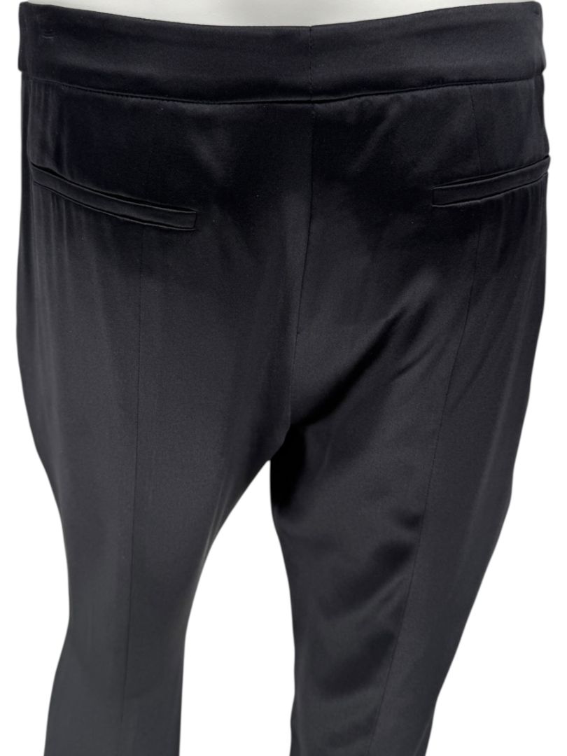 Pamella Roland Black Satin Tapered Pants – Large