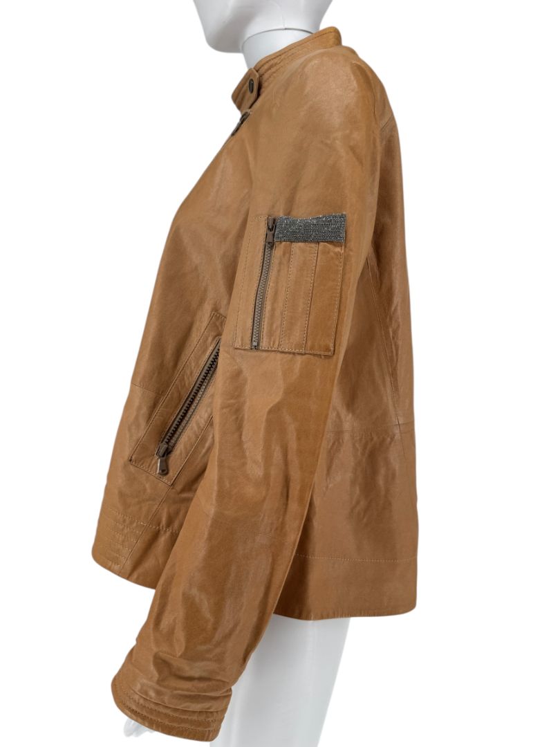Brand New Brunello Cucinelli Leather Moto Jacket – Size 44