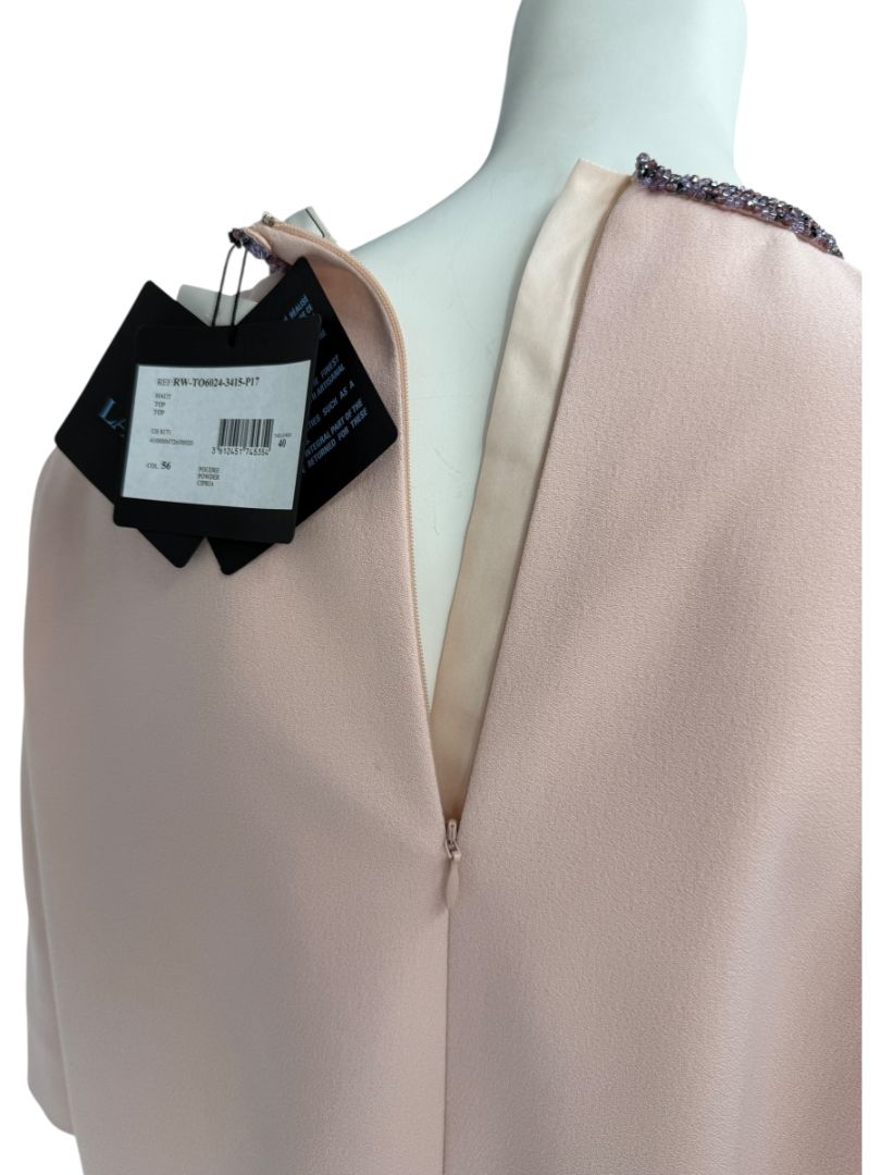 Lanvin Powder Pink Embellished Wool Top – Size FR 40