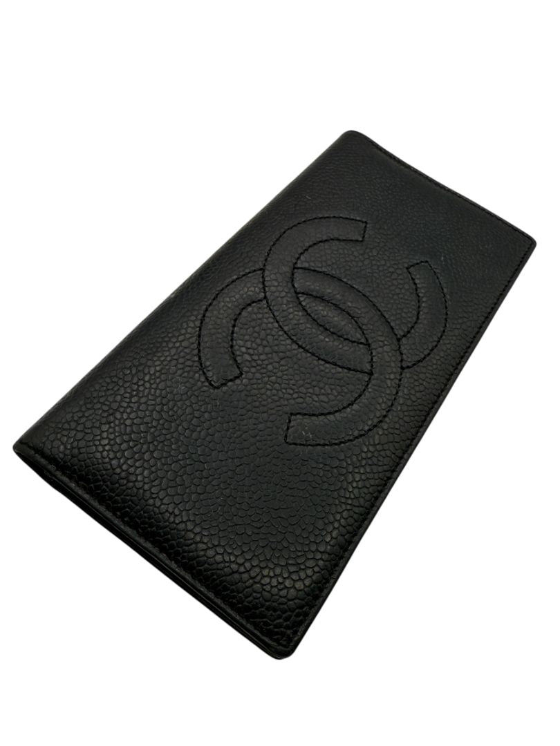Chanel Black Caviar Leather CC Checkbook Holder – Made in Italy
