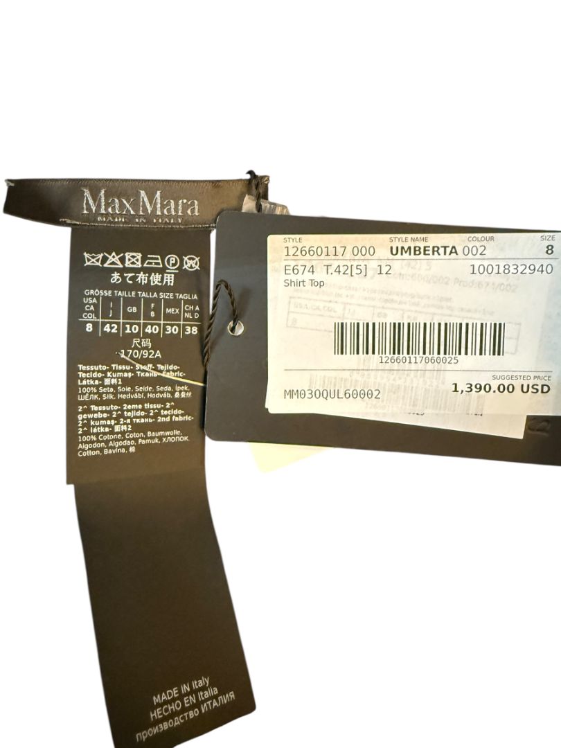 MaxMara 'Umberta' Sheer Black Silk Ruffle Blouse – Size 8