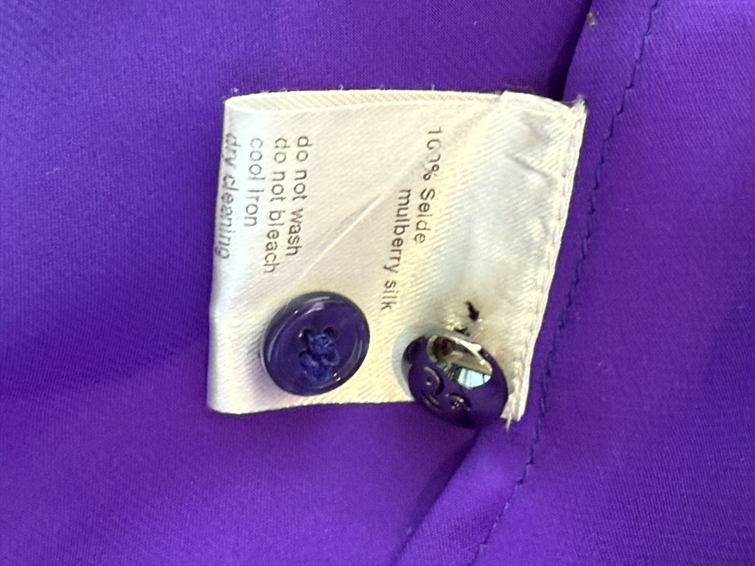 Akris Purple Mulberry Silk Button-Front Blouse – Size 8