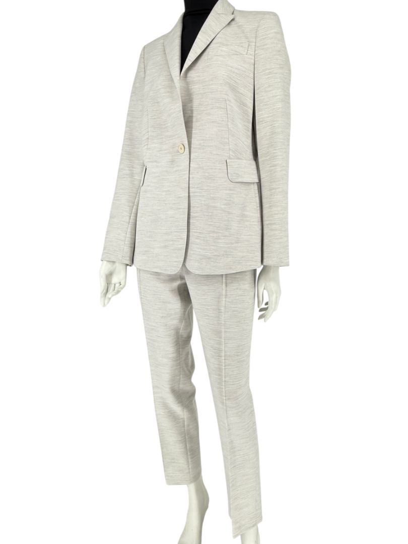 Akris Punto Light Grey Mélange Blazer & Pants Suit Set – Size US 10