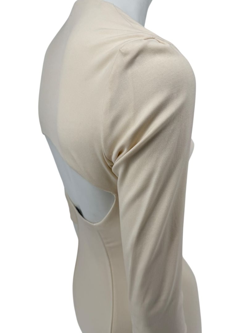 Pamella Roland Cream Bodycon Cut-Out Back Dress - Size 4