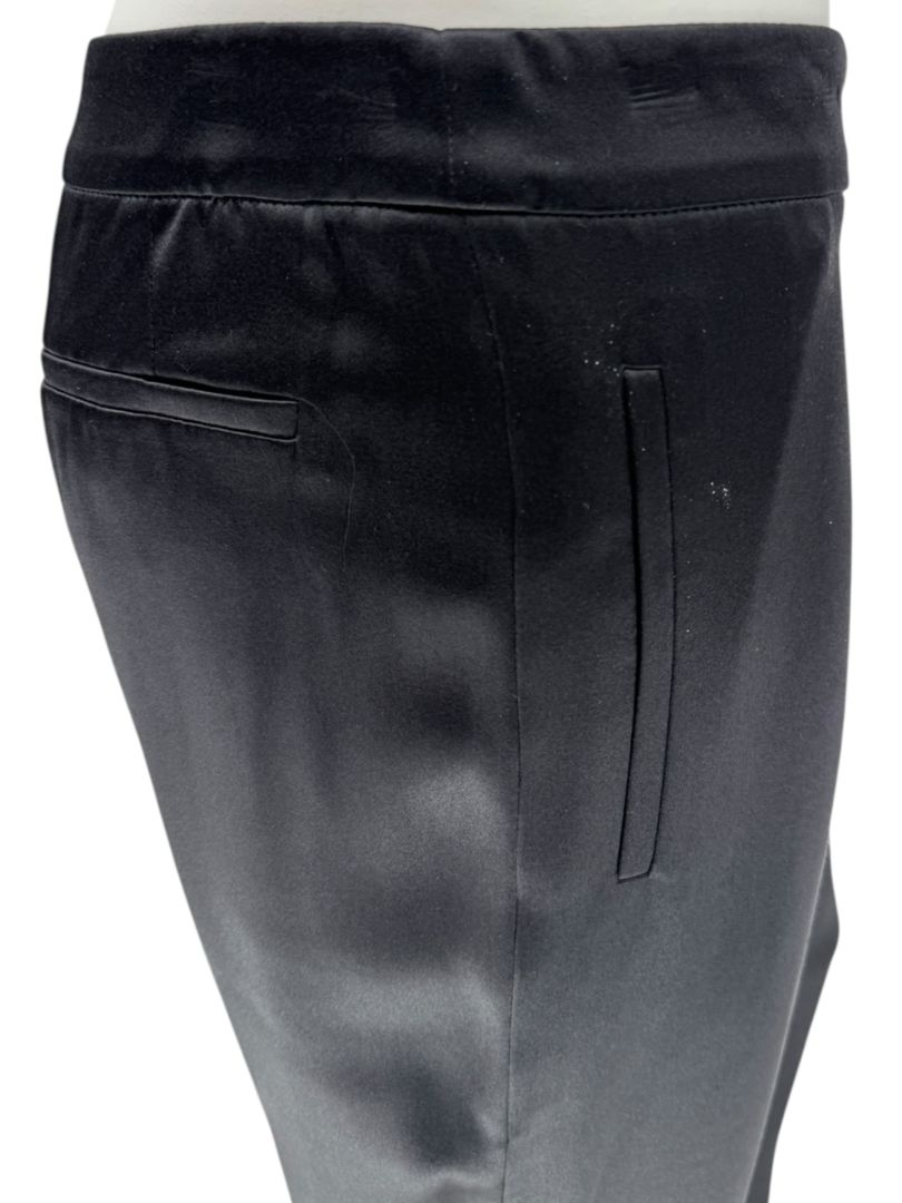 Pamella Roland Black Satin Tapered Pants – Large