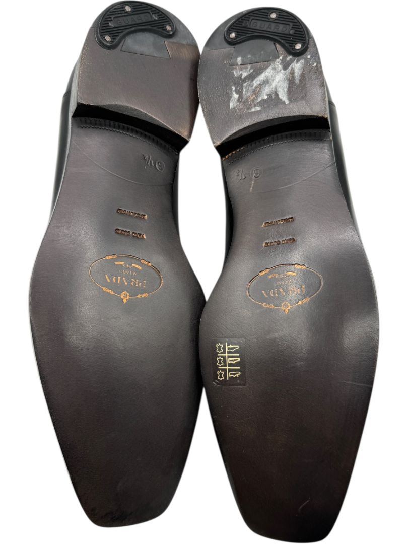 Prada Black Leather Perforated Oxford Shoes – Size 6.5 Men's