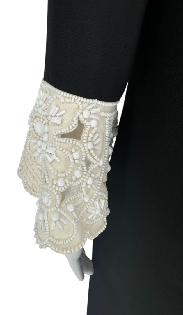 Valentino Black Mini Dress with Embroidered Cuffs – Size 44 – Excellent Preowned Condition
