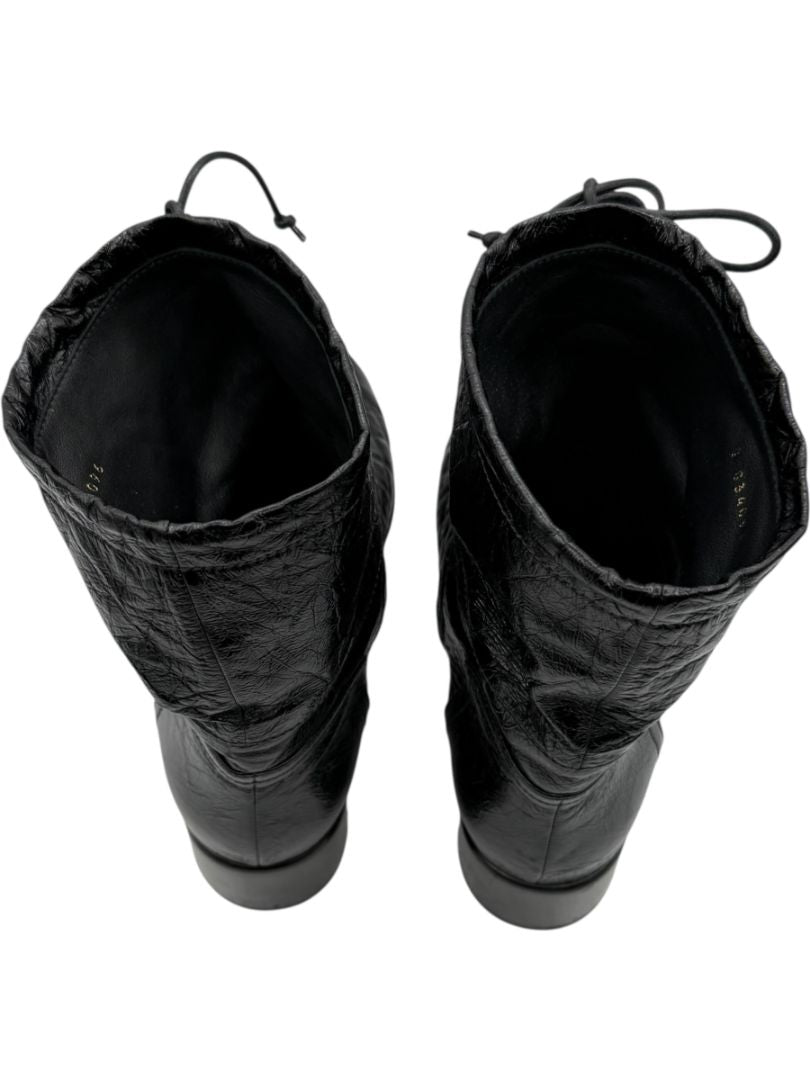 Chanel Quilted Crinkled Calfskin Mid-Calf Boots – Size 41